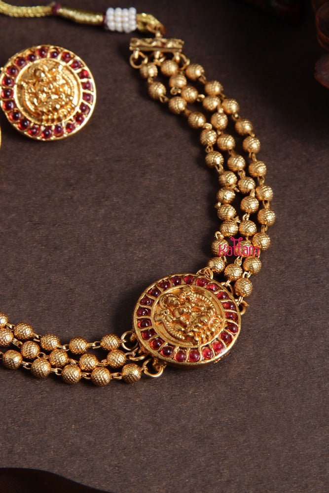 Budgetted Laksmi Ruby Coin Gold Choker - N2064G