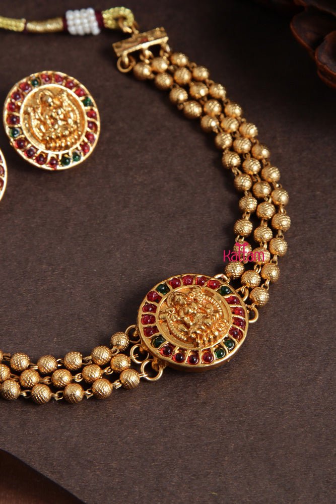 Budgetted Laksmi Rubygreen Coin Gold Choker - N2063