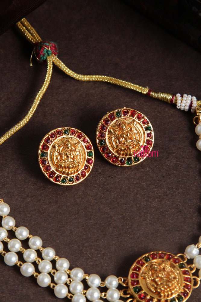 Budgetted Laksmi Rubygreen Coin Pearl Choker - N2062