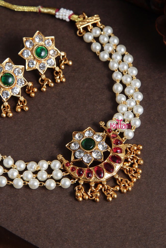 Budgetted Multi Halfmoon Pearl Choker - N2065P