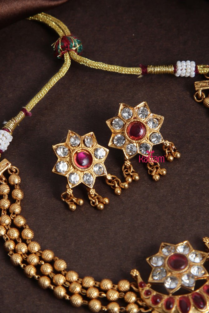 Budgetted Ruby Halfmoon Gold Choker - N2065R