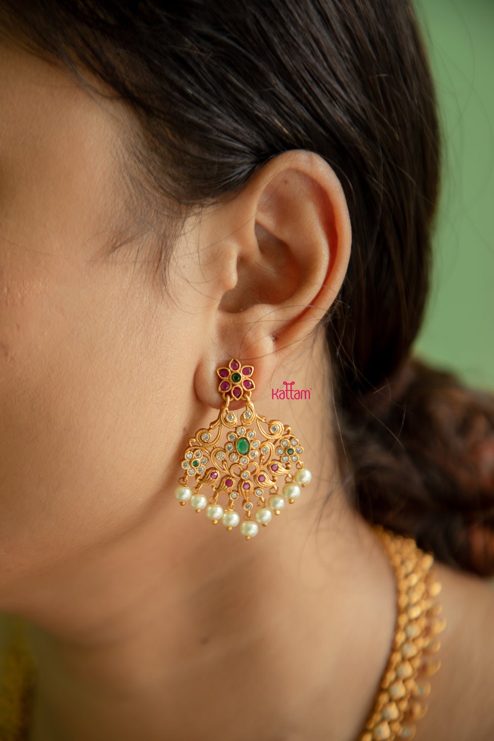 Elegant Matt Pendant Semi Bridal Necklace Set - N505