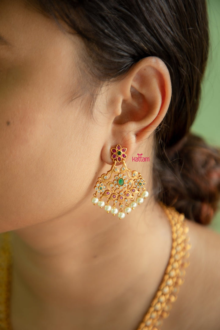 Elegant Matt Pendant Semi Bridal Necklace Set - N505