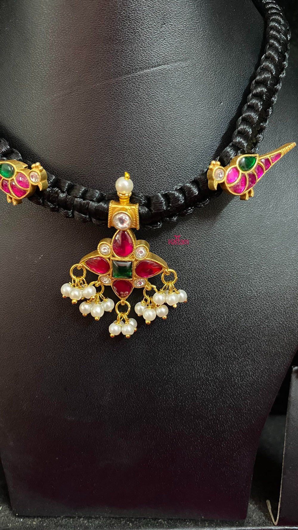 Handmade Kundan Peacock Black Thread Choker - N881