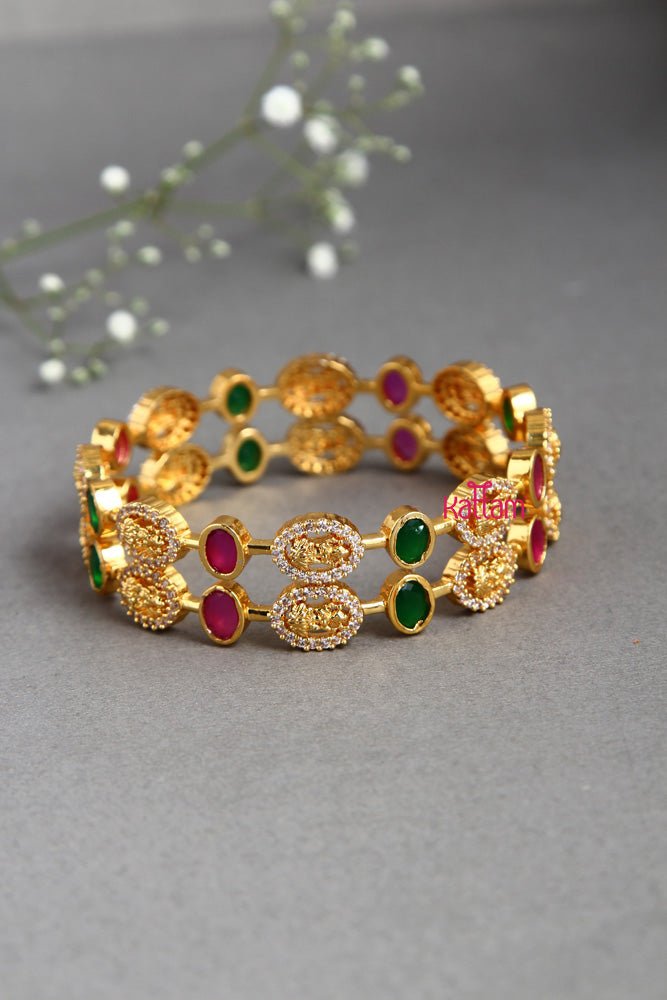 Lakshmi Ruby Green Stone Bangle - B370 - V4