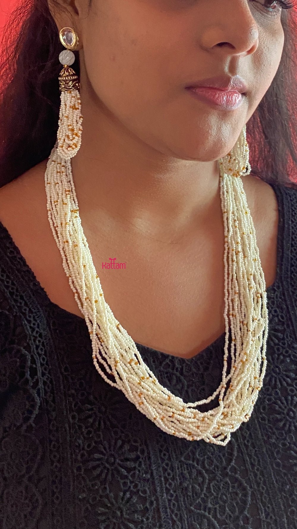 Pearl Chain with Earrings - N1105