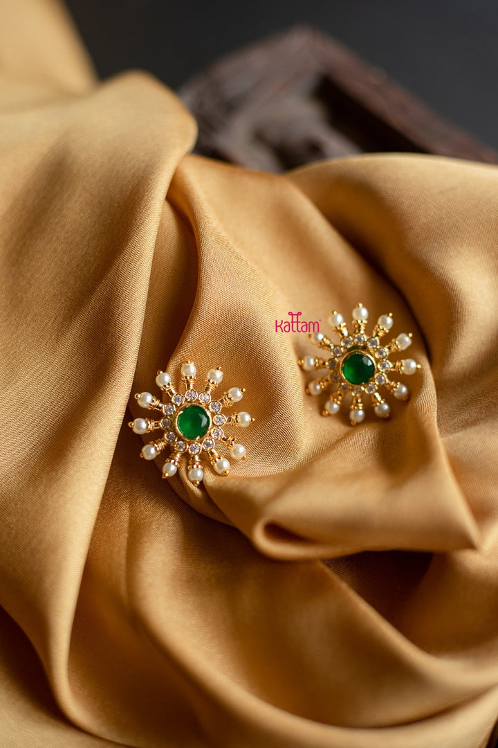 Round Shape Pearl Stone Interchangable Stones Stud - N482