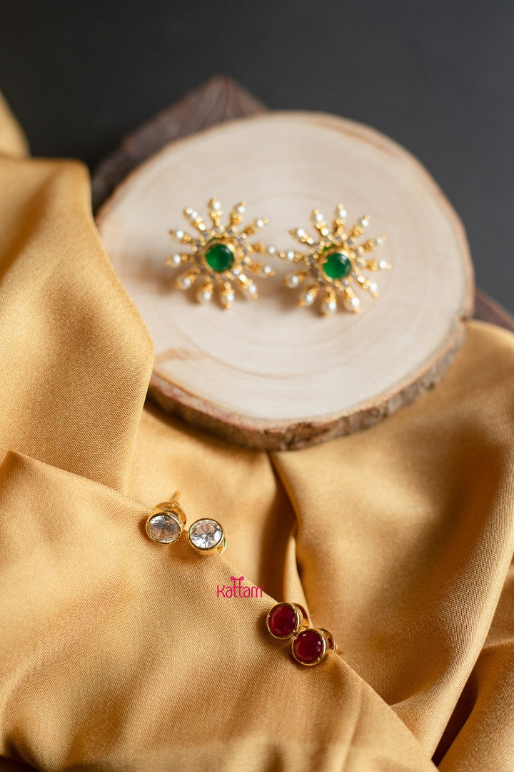 Round Shape Pearl Stone Interchangable Stones Stud - N482