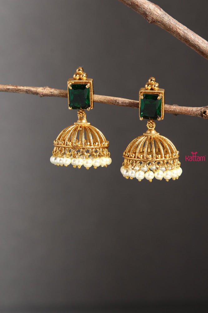 Small Green Pearl Jhumka - E277