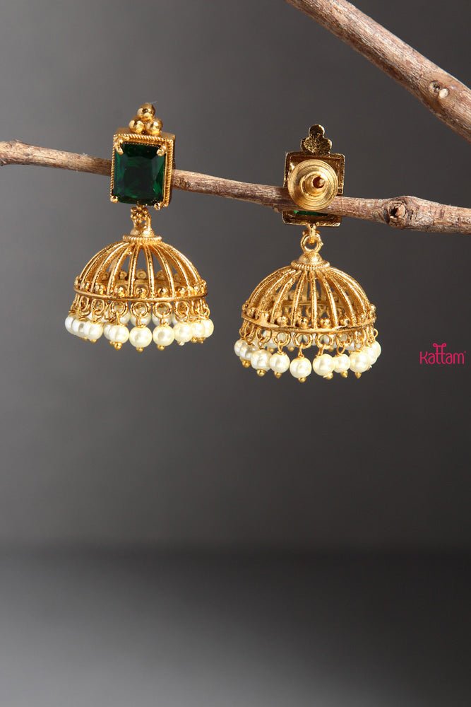 Small Green Pearl Jhumka - E277