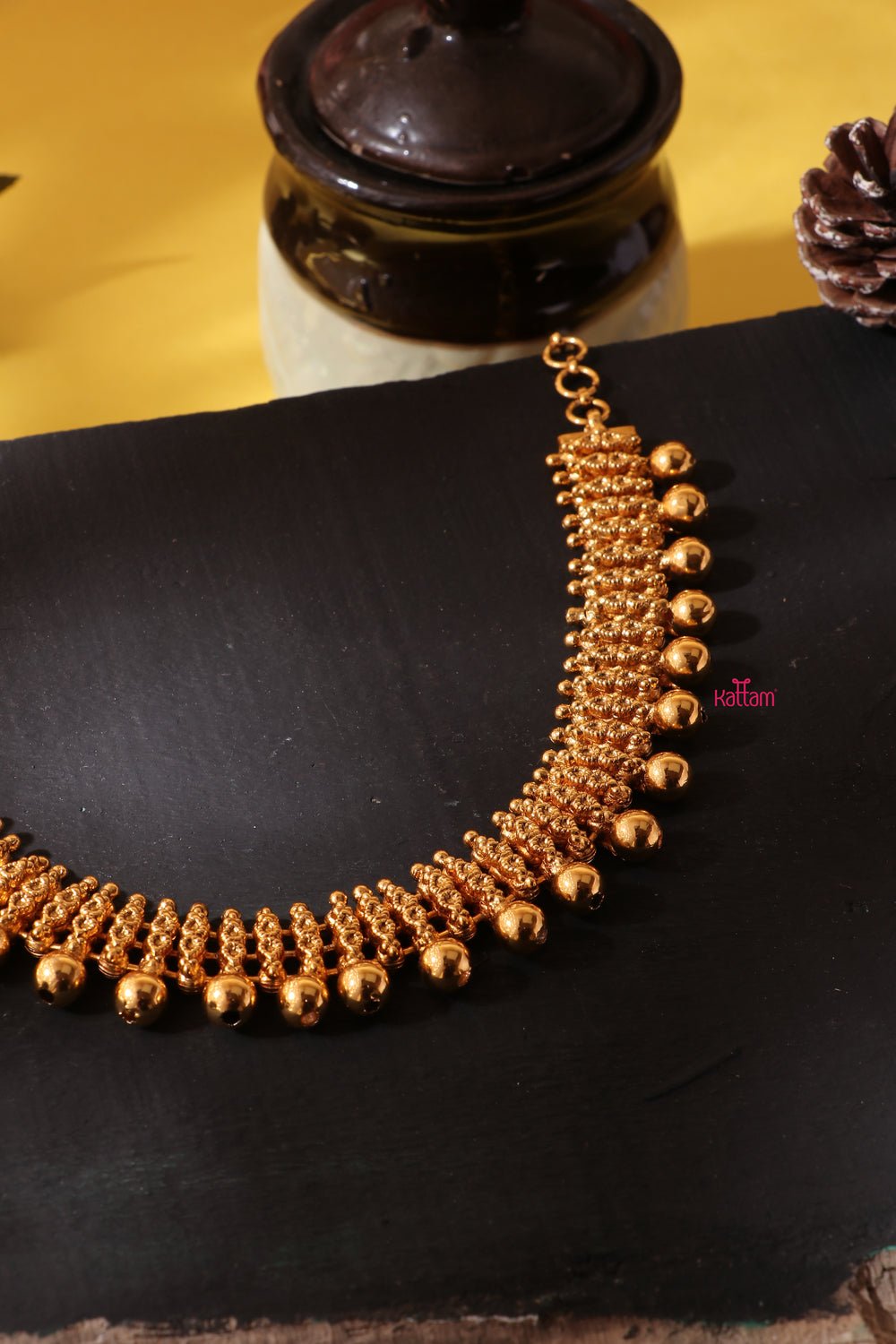 Varnam - Gold Look alike Ball Chain Necklace - N682