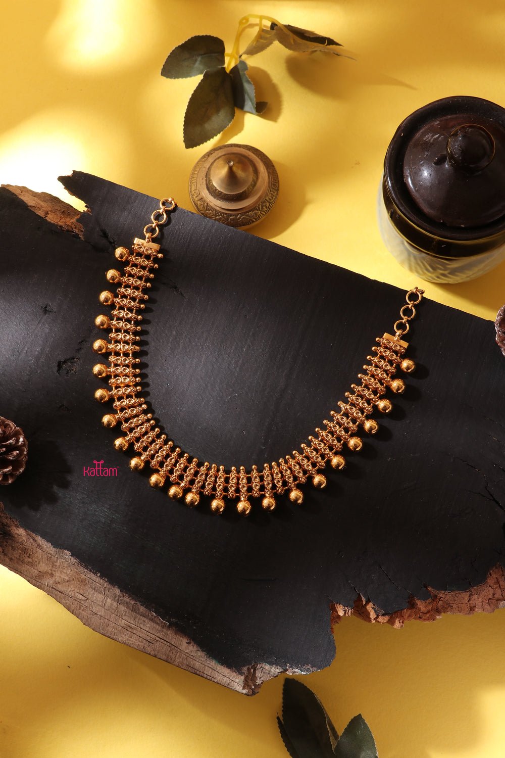 Varnam - Gold Look alike Ball Chain Necklace - N682