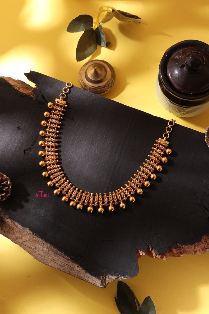 Varnam - Gold Look alike Ball Chain Necklace - N682