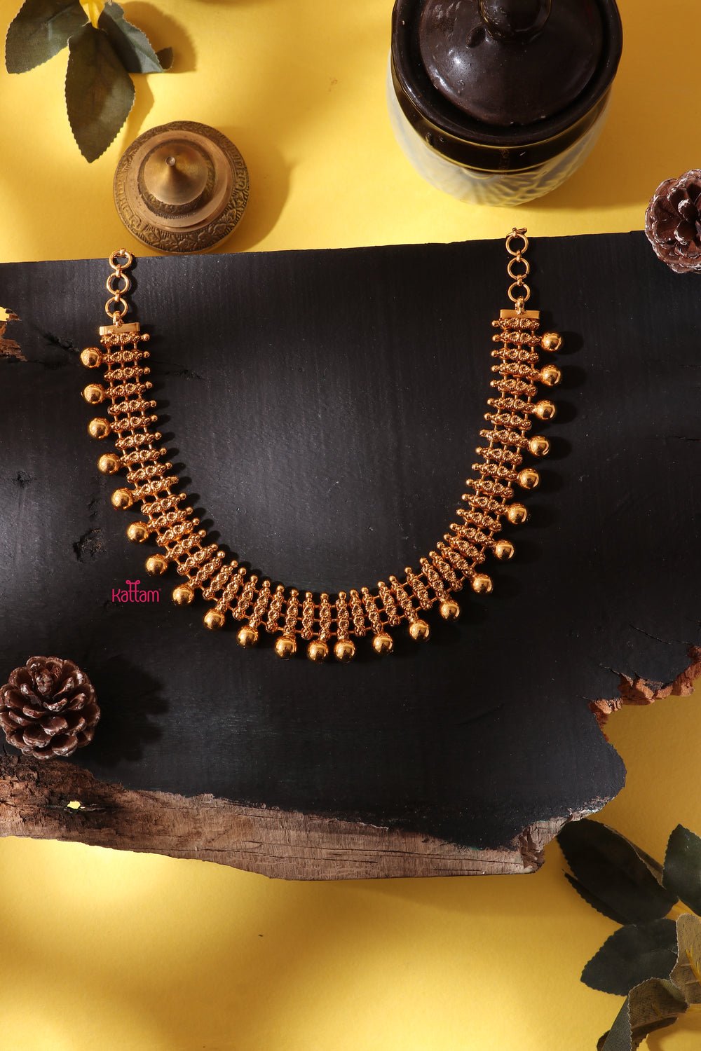 Varnam - Gold Look alike Ball Chain Necklace - N682